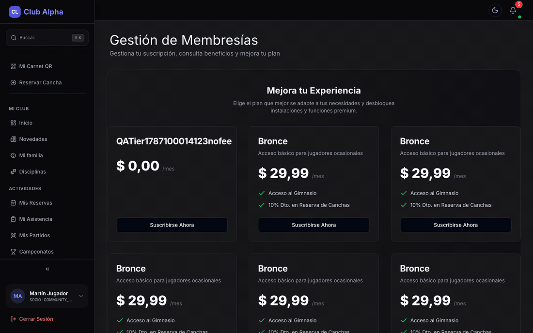Mi cuota del socio en Club Pulse con plan y estado de pago.